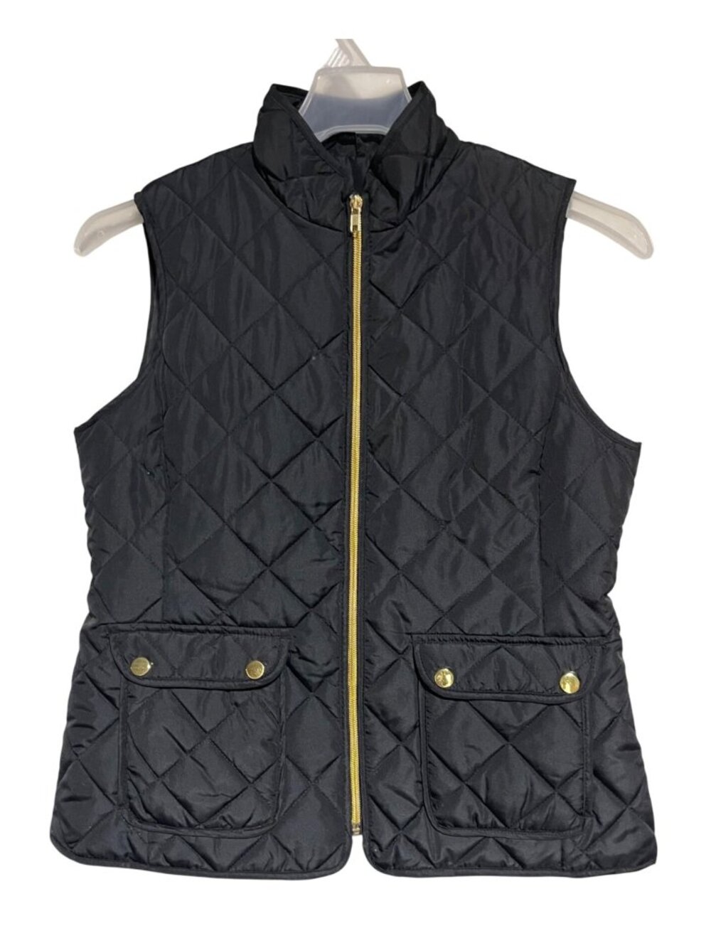 St Johns Bay Womens Black Quilted Vest Size S Zip Front Pockets Fall Outdoor